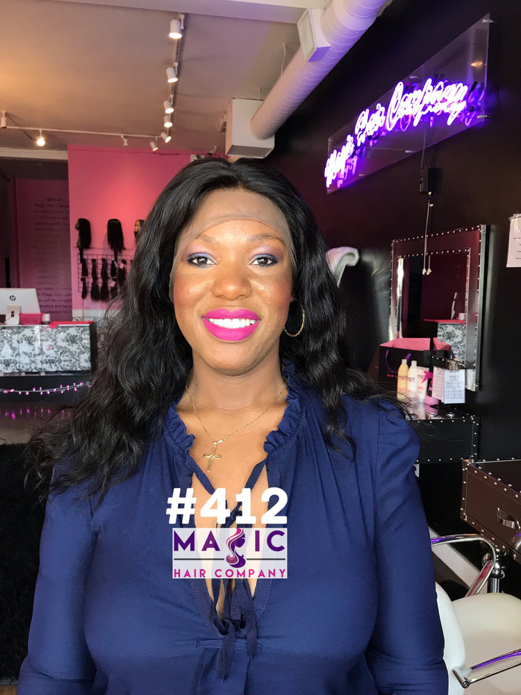 16", wavy, Front lace wig