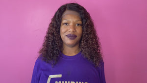 
                
                    Load and play video in Gallery viewer, 14 curly custom brown glueless lace wig
                
            
