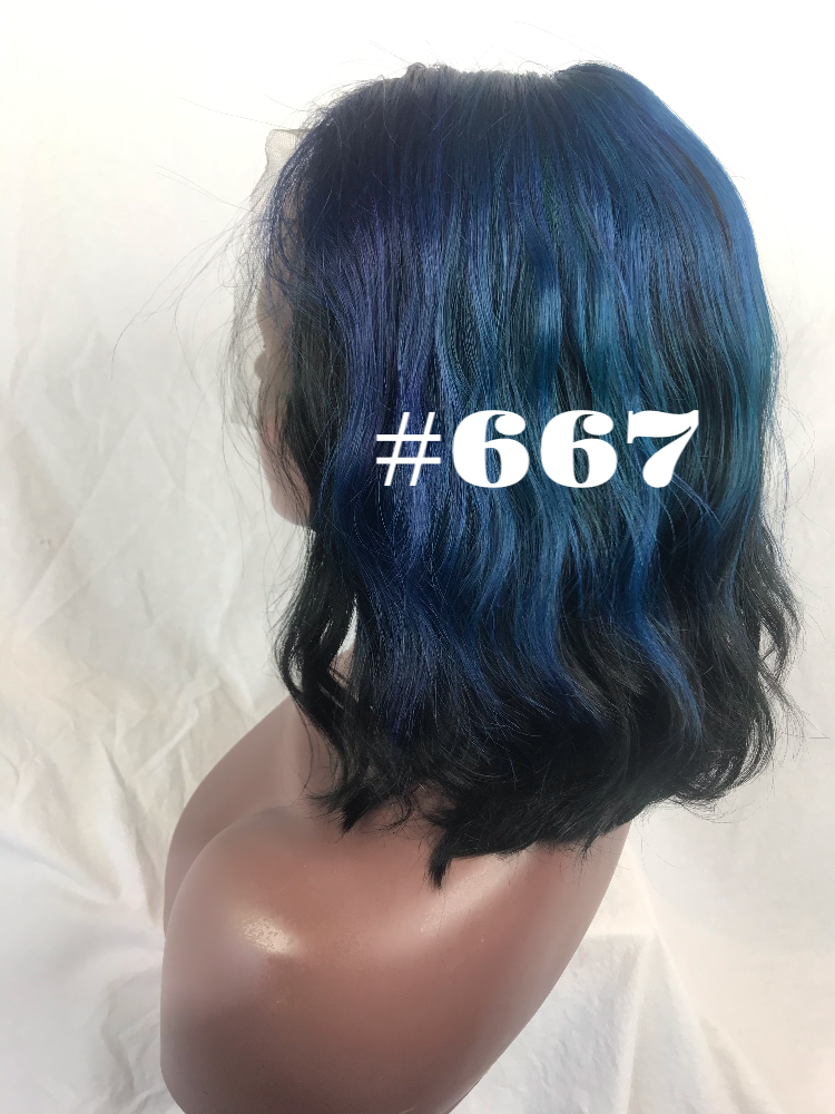 Straight, 10", front lace, blue Ombre