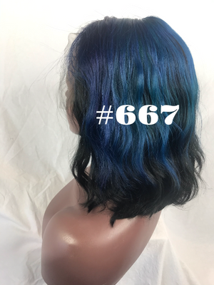Straight, 10", front lace, blue Ombre