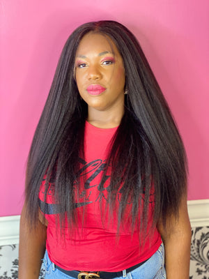 20", Kinky Straight, Front Lace Wig