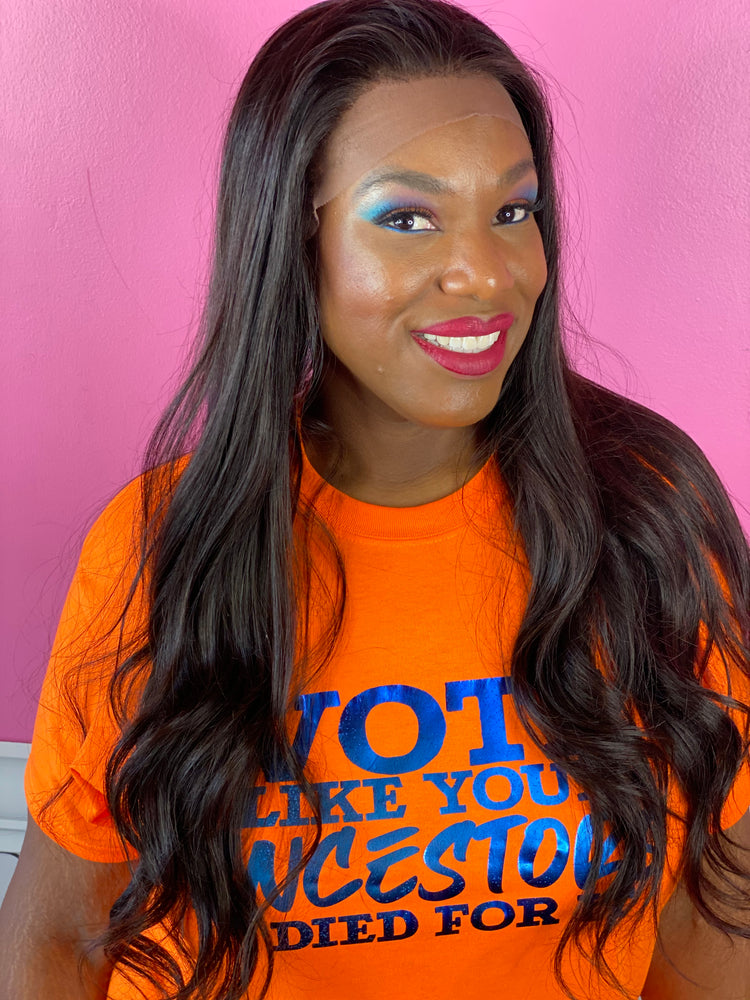 Straight, 24", front lace, Natural color wig