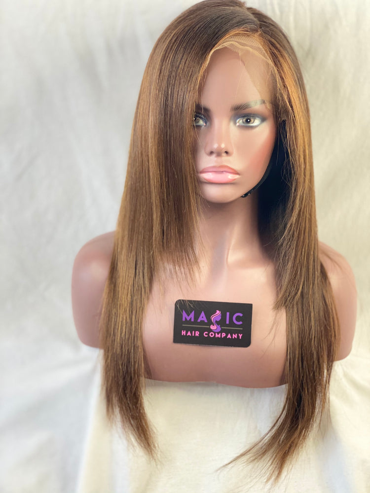 Straight 18", front lace, Custom brown