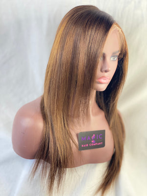 Straight 18", front lace, Custom brown