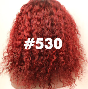 Curly, 12", Full Lace Wig, Custom Colored Red