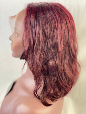 Wavy 10", front lace, deep red wig