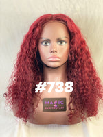 Curly18", Front lace, deep red color