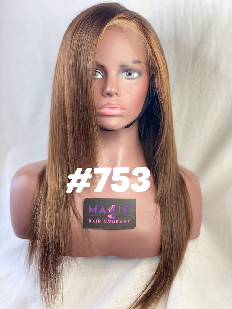 Straight 18", front lace, Custom brown