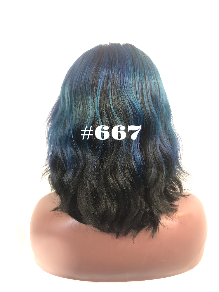 Straight, 10", front lace, blue Ombre