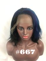 Straight, 10", front lace, blue Ombre
