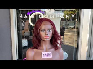 
                
                    Load and play video in Gallery viewer, Wavy 10&amp;quot;, front lace, deep red wig
                
            