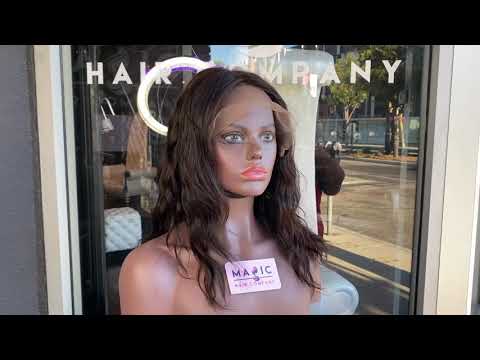 
                
                    Load and play video in Gallery viewer, 14&amp;quot; Front Lace, Bangs, Natural Light Brown Highlight, Body Wave Wig
                
            