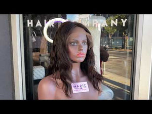 
                
                    Load and play video in Gallery viewer, 14&amp;quot; Front Lace, Bangs, Natural Light Brown Highlight, Body Wave Wig
                
            