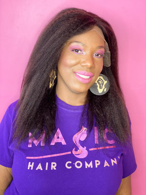 14 kinky straight front lace hd human hair wig