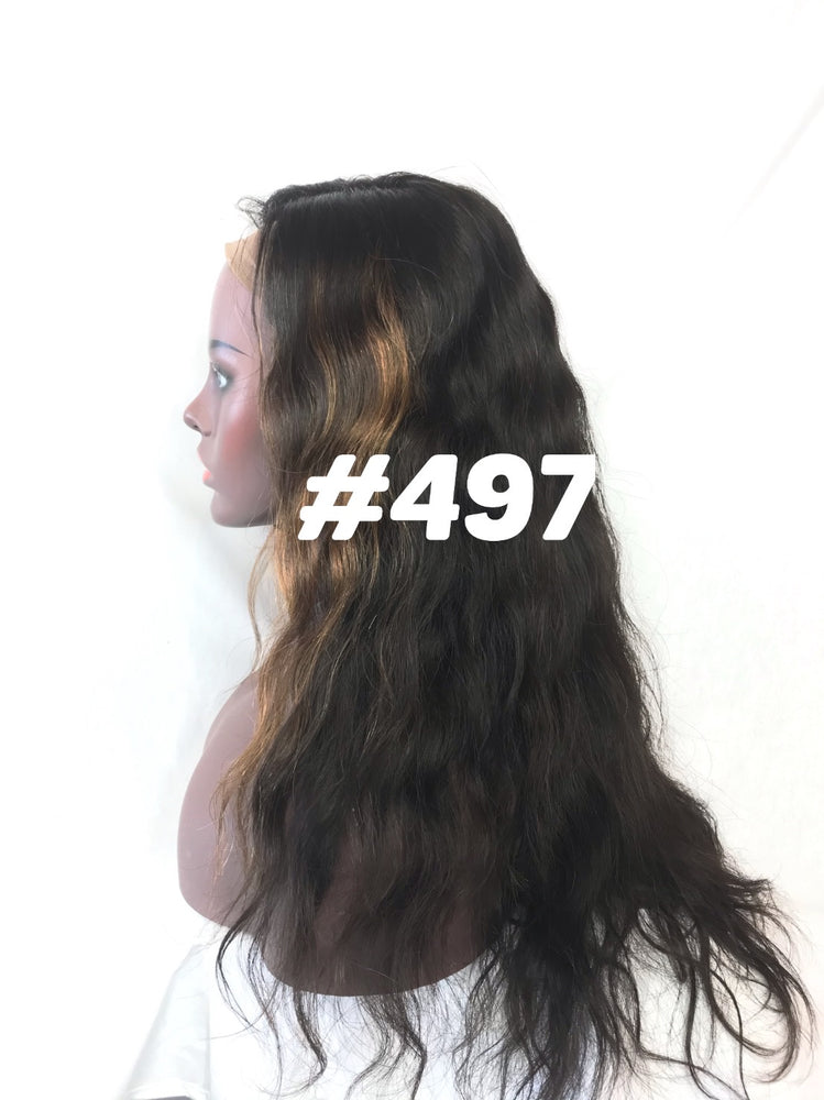 20", Wavy, # 4 W/ Blonde Highlights, Front Lace Wig