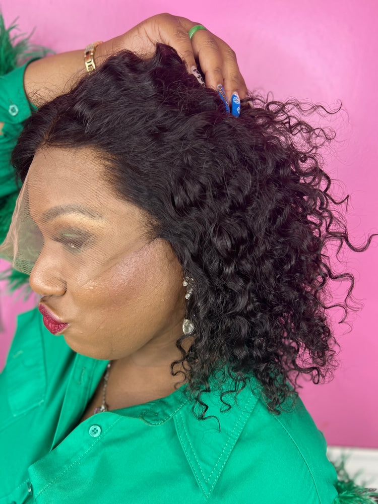 12", Curly, Front Lace Wig