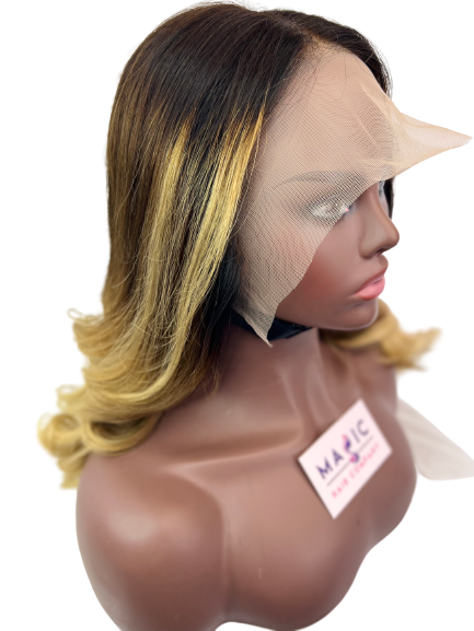 Straight, 16", front lace, ombre color