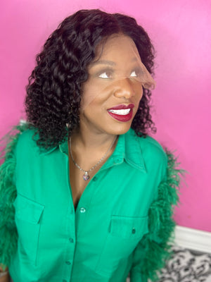 12", Curly, Front Lace Wig