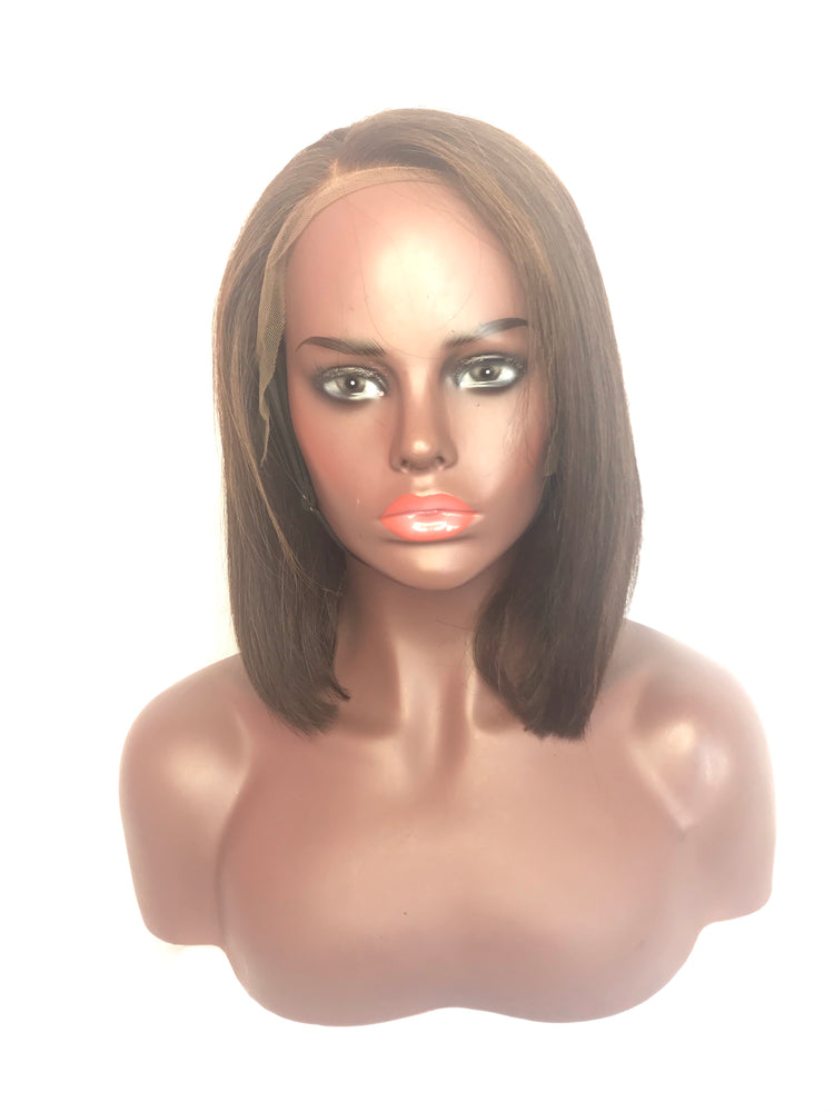 Straight, 10", front lace, #4 Brown color