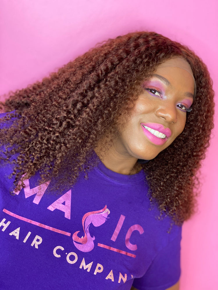 18 kinky curly front lace #4 curly glueless wig human hair