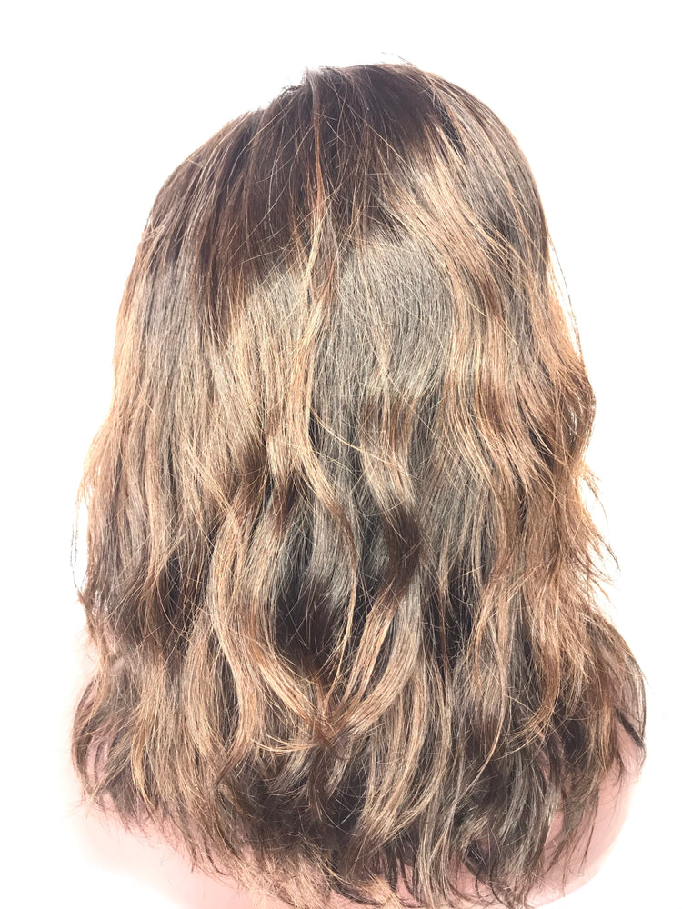 10 body wave front lace highlighted human hair slight wave glueless wig