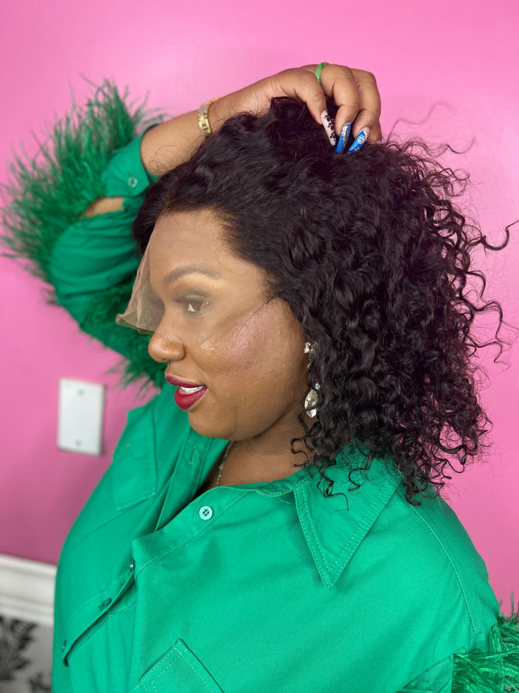 12", Curly, Front Lace Wig