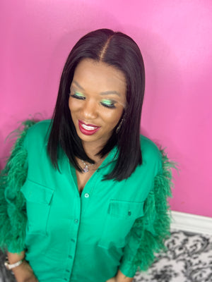 Yaki Straight 14”front lace, Natural wig