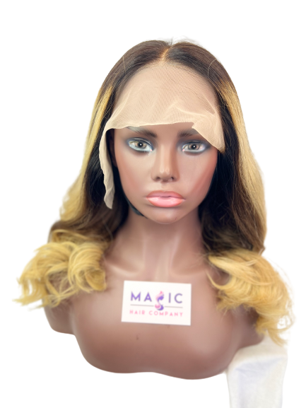 Straight, 16", front lace, ombre color