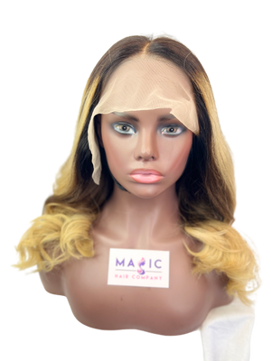 Straight, 16", front lace, ombre color
