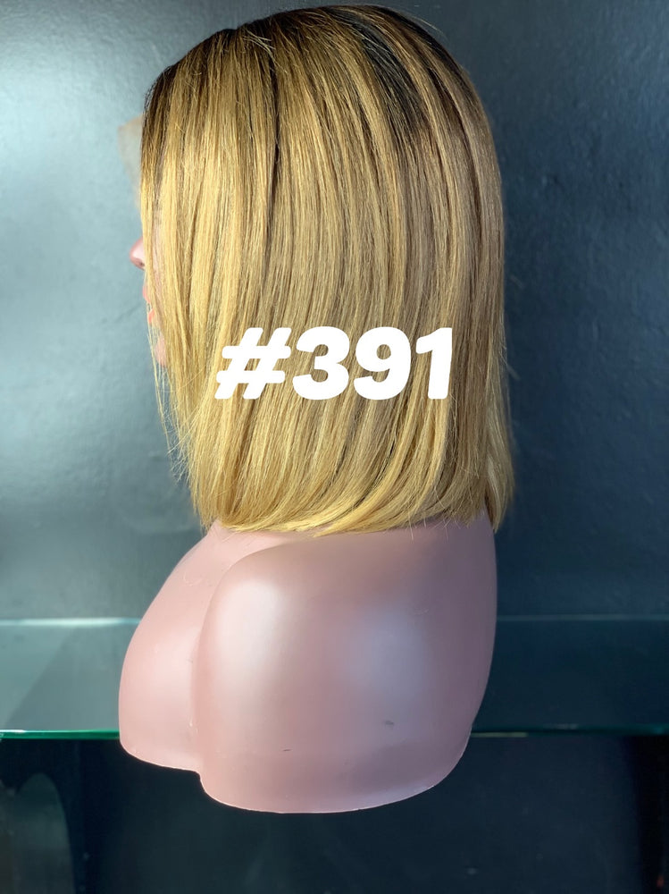 10"Straight,Front lace,Dirty Blonde/Dark root wig