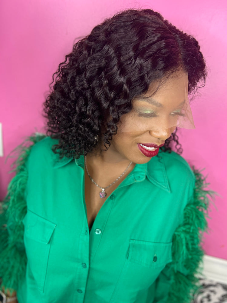 12", Curly, Front Lace Wig