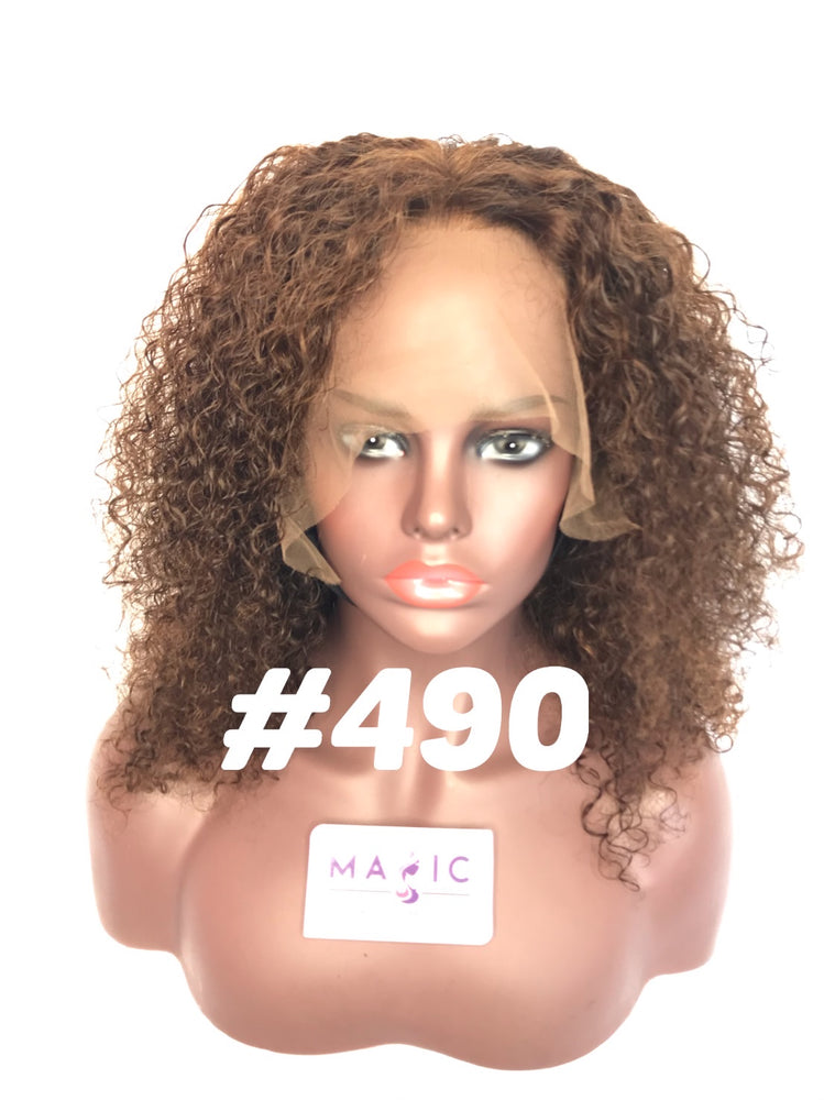 14", Curly, Front Lace, Custom Color wig