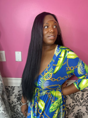 22" Straight jet black 