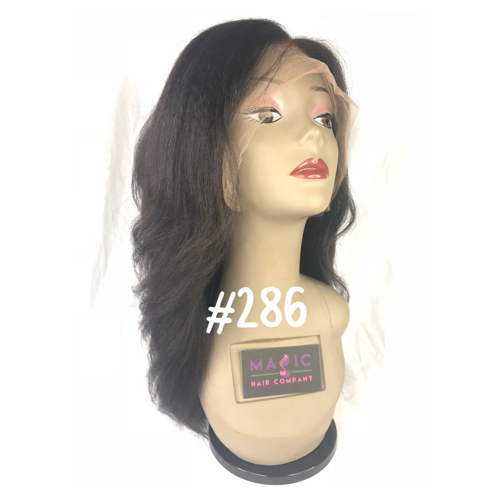 14", kinky straight, front lace wig