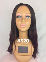 16", Silky Straight, Ombre, Dark Burgundy, Front Lace